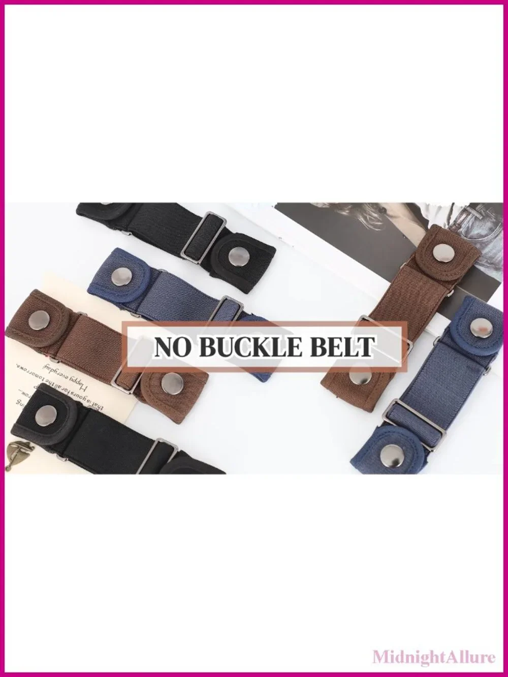 No Buckle Elastic Stretch Belt Adjustable Invisible Belt for Jeans